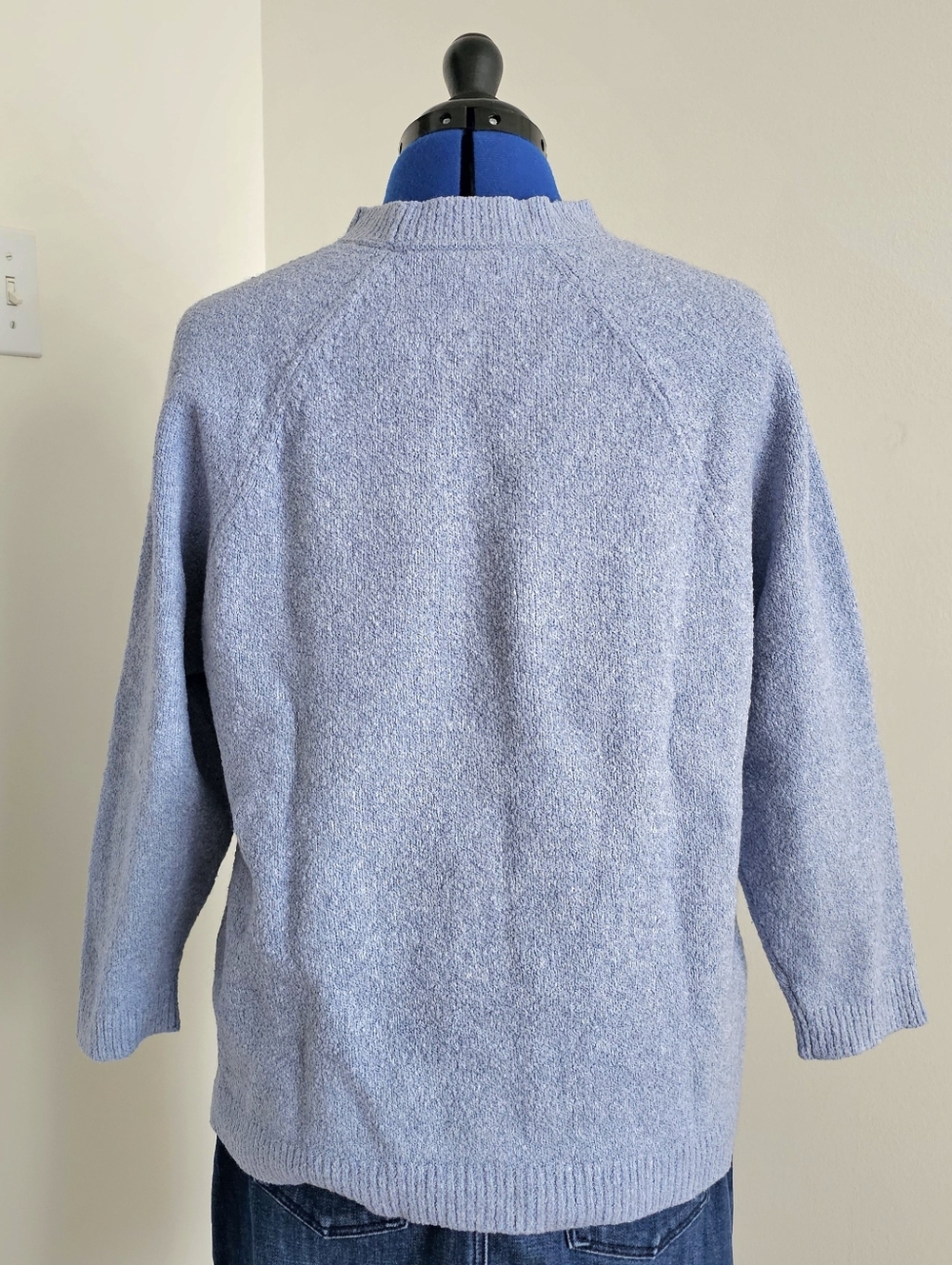 J.Jill Pure Jill Blue Bouclé Knit Sweater Cozy Textured Sweatshirt Pocket PM - Picture 4 of 15